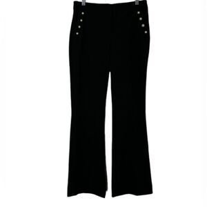 White House Black Market Black Sailor Style Pearl Button Boot Cut Pants Size 6